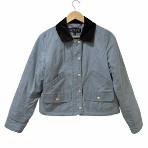 J Crew Womens Short Barn Jacket Size XS English Ripstop Cotton Corduroy Collar